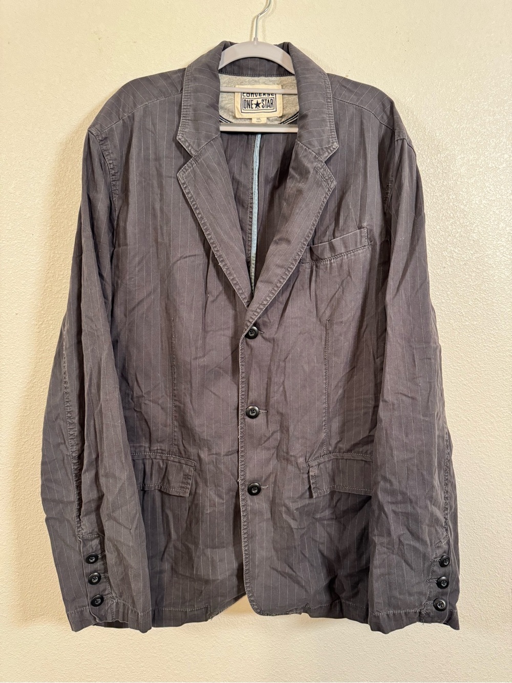 Converse Men's Gray Pinstripe Casual Blazer Jacket XXL